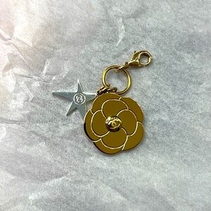 CHANEL Beaute Gold Logo Lg Floral Sm Star Bag Charm Keychain Fob